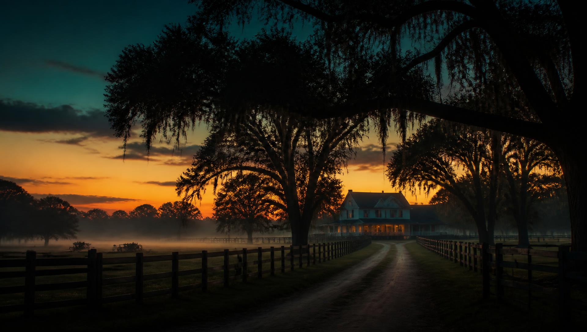The ranch at dusk